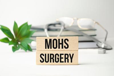MOHS label in blocks with medical accessories.