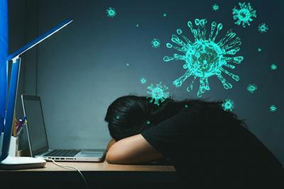 Concept of immune system suppression and bacterial attack in adult woman