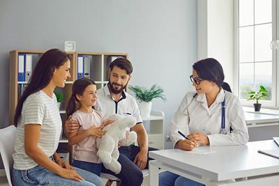 Family meeting with a family medicine doctor for a consultation