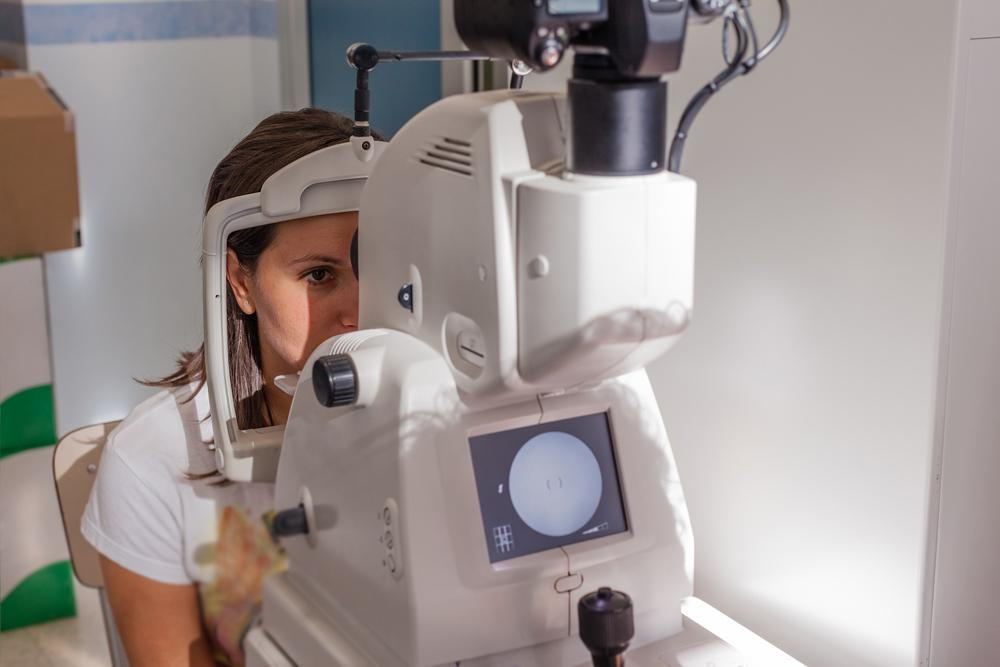 women getting an eye exam