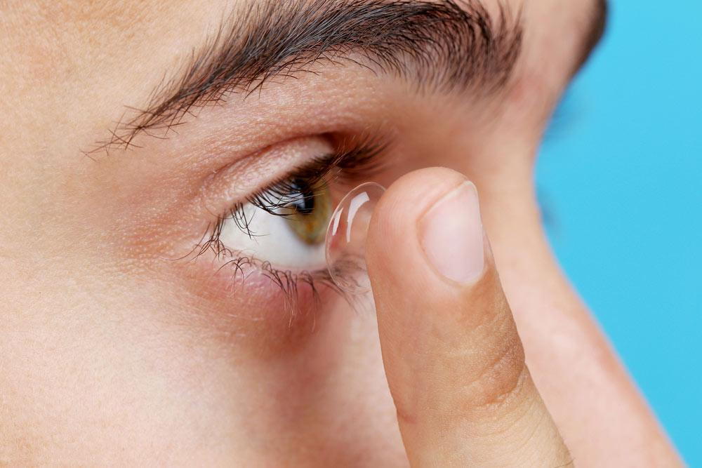 Man with contact lens