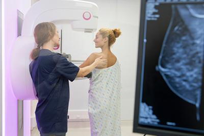 Mammography exam for female patient