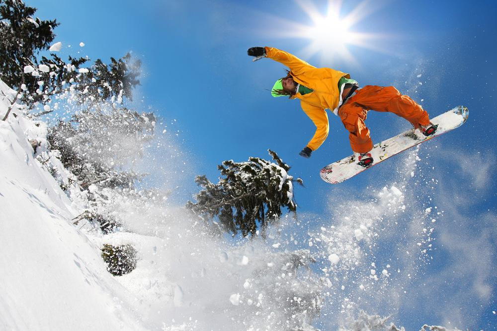 A man ski jumping