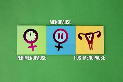 Visual representation of the transition from perimenopause to menopause and postmenopause