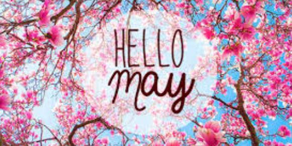 Hello May with tree background