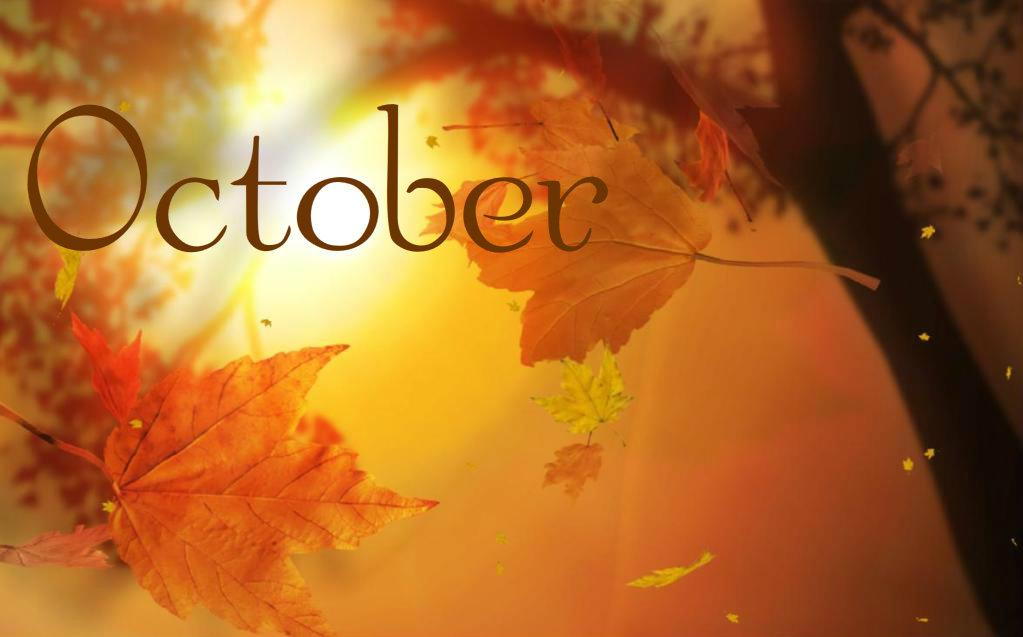 October text with fall background