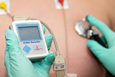 Man wearing heart monitor to evaluate atrial fibrillation symptoms.