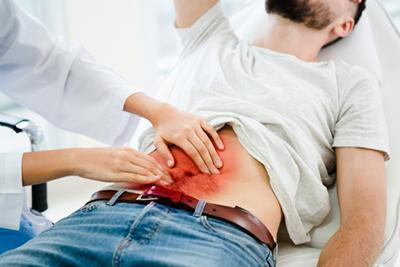 Illustration of Chronic Diarrhea pain with red highlights