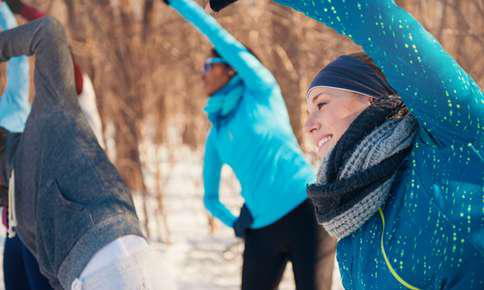 A woman doing winter exercise