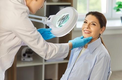 Female patient visiting a dermatologist for skin care