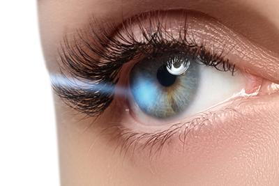 Eye with laser on the eyeball sign of surgery