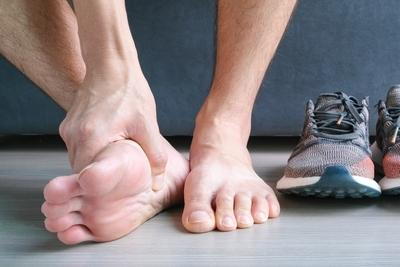 Illustration of Plantar Fasciitis on foot on a person