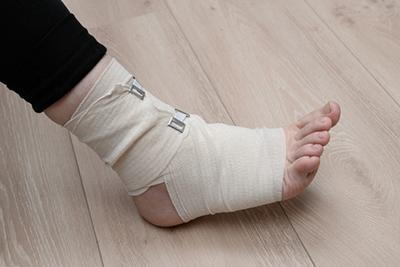Medical bandaging for a sprained ankle