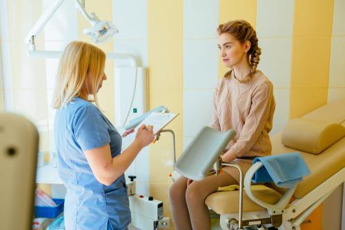 Young woman during a gynecology consultation