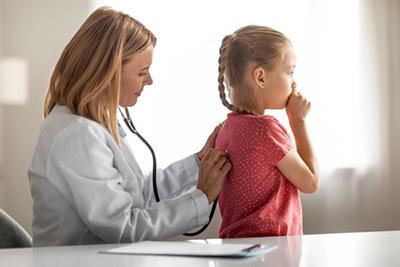 Child with cough during pediatric sick visit