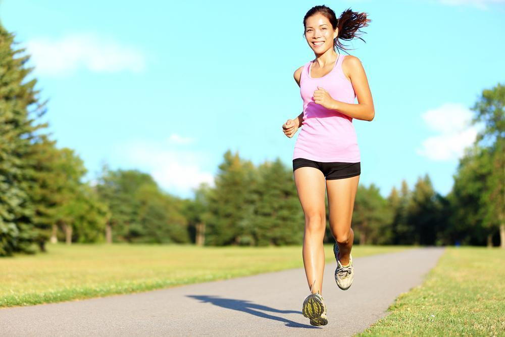 A female having a jog