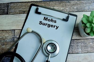 Concept image of MOHS Surgery written on notes