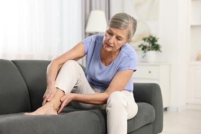 Elderly-Woman-holding-Her-Painful-Ankle