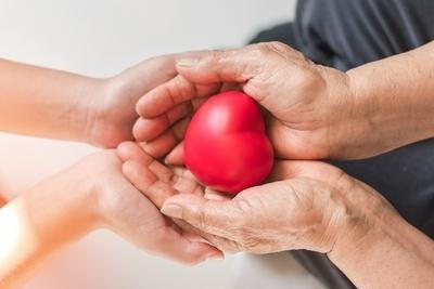 Concept image of heart prevention for family