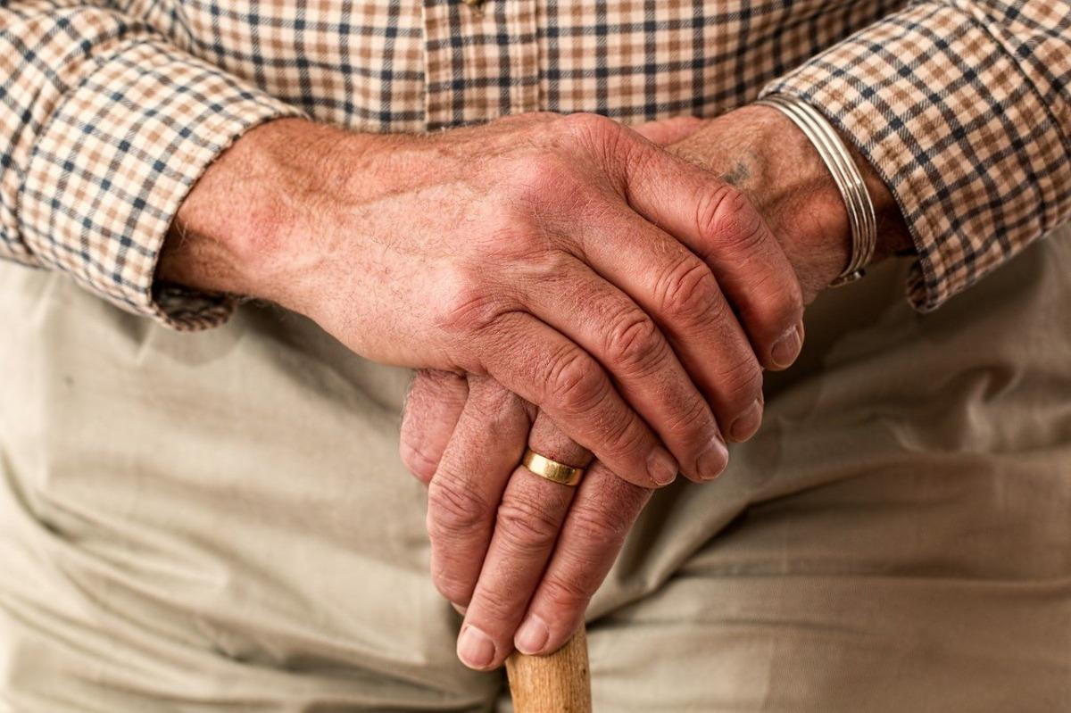 an elderly man's hands