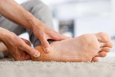 Illustration of  Plantar Fascia pain on foot of a person