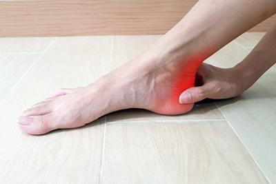 Heel Pain highlight in red in a person