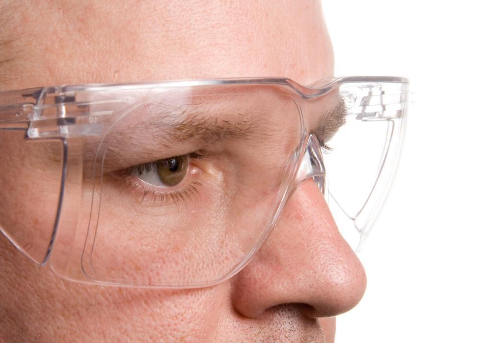 man wearing safety glasses to protect himself