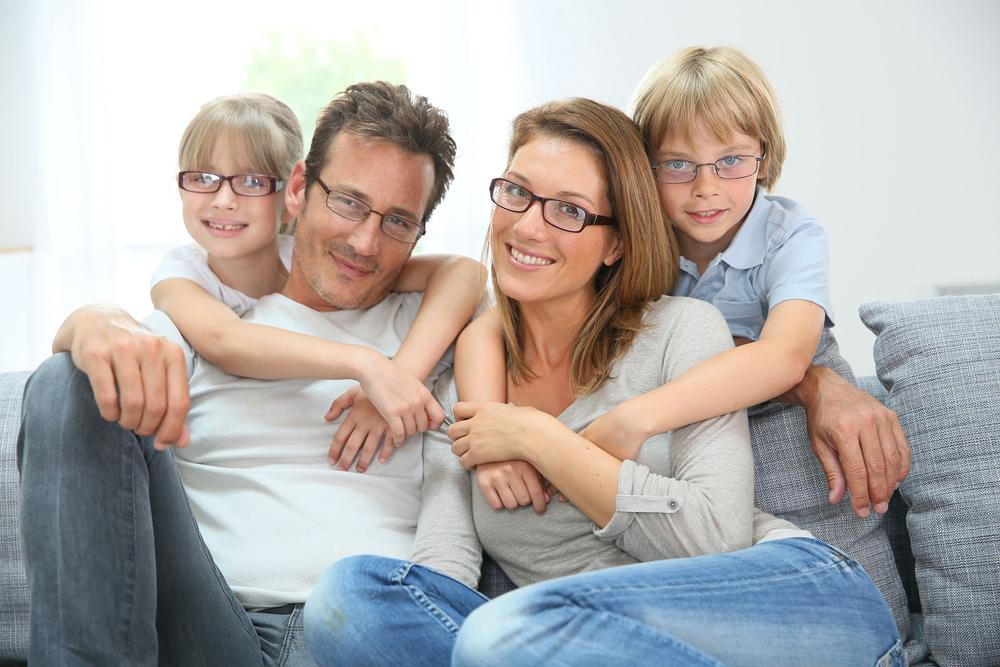 family wearing eye glasses