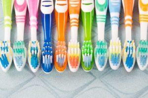 A variety of toothbrushes