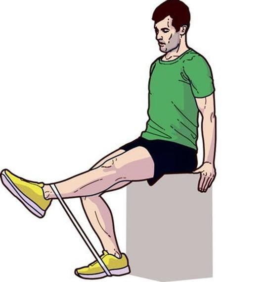 Seated leg extensions with a band example