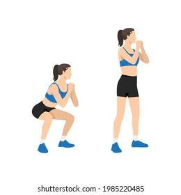 Woman body weight squats example photo