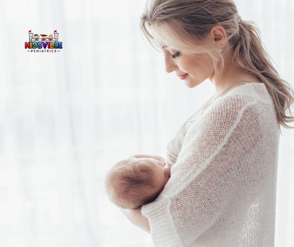 Woman nurturing her infant through breastfeeding.