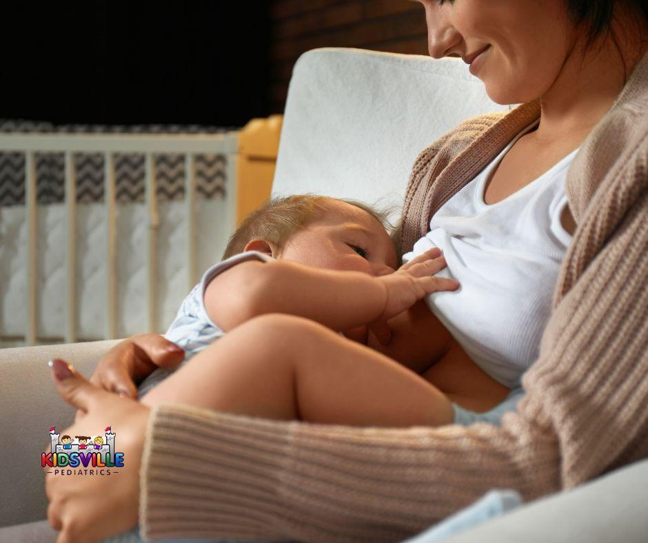 Woman nurturing her infant through breastfeeding.