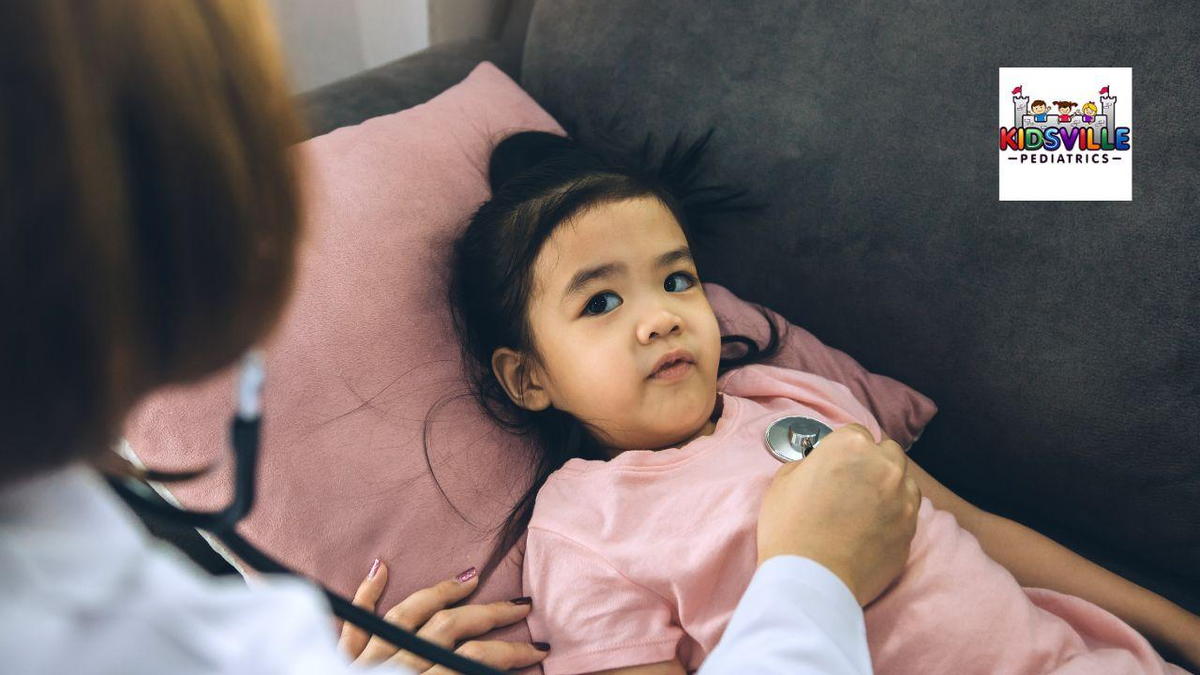 A doctor examines a child in a medical setting, ensuring the child's health and well-being during the check-up.