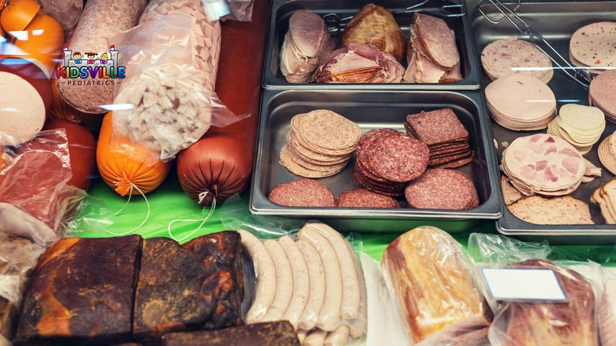 A vibrant display of assorted meats and various food items.