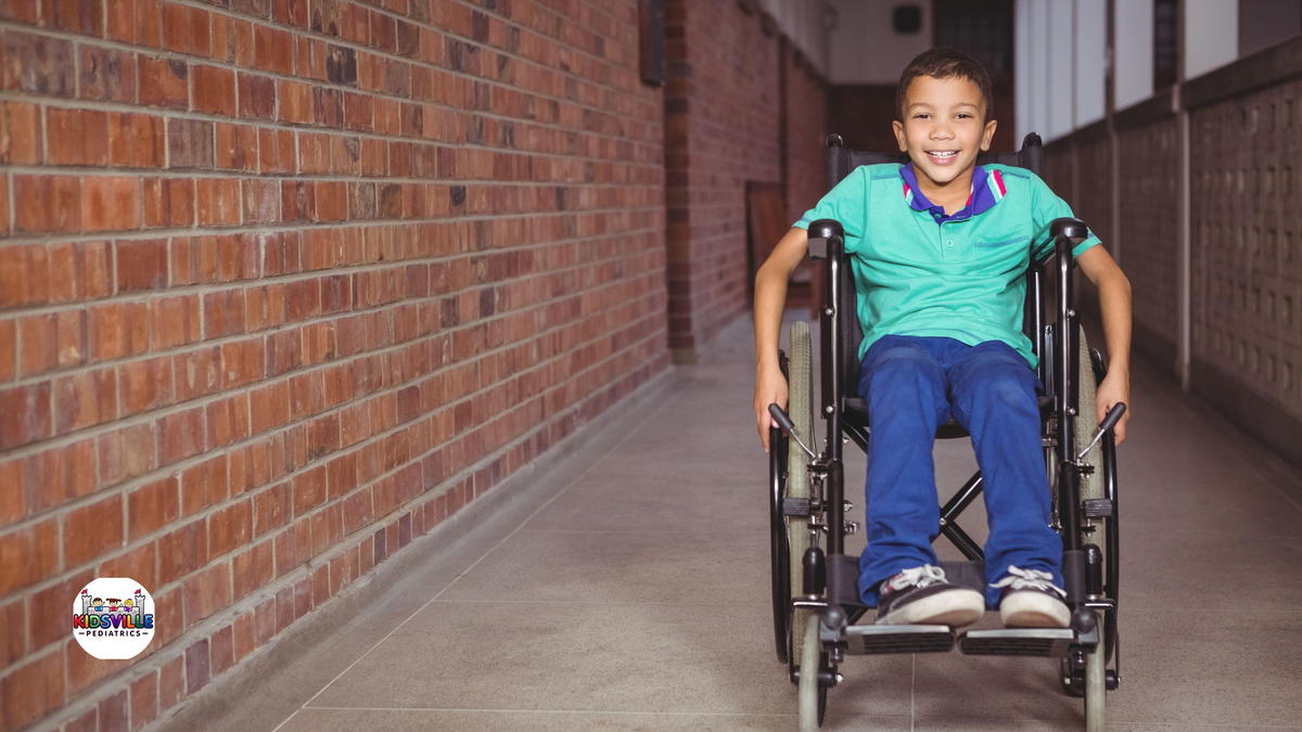 Child in wheelchair.
