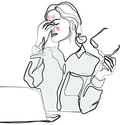 woman pinching her nose