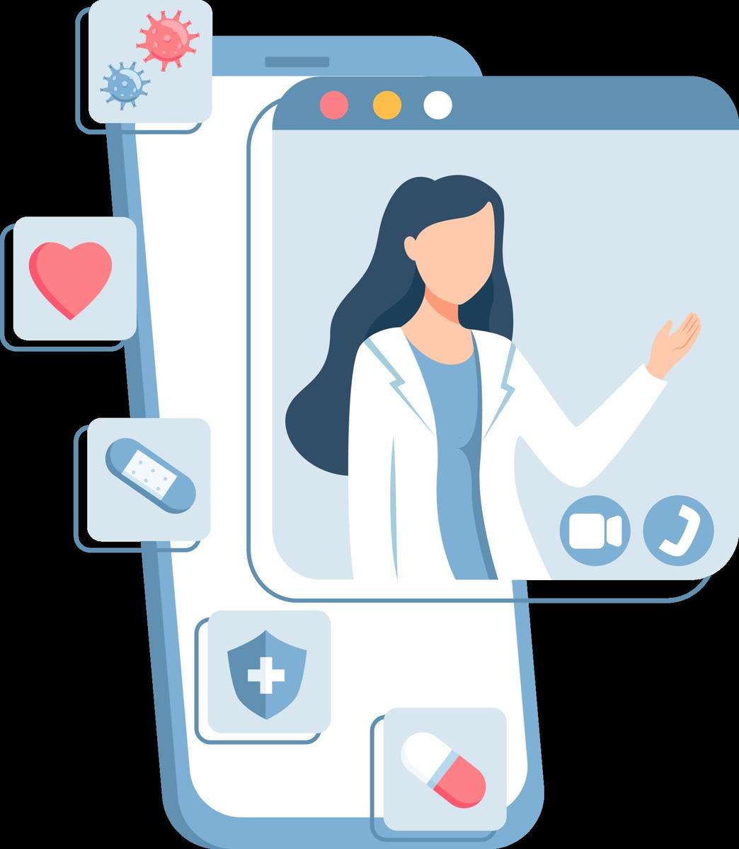 Telemedicine . Doctor consulting by smartphone . 19029468 PNG