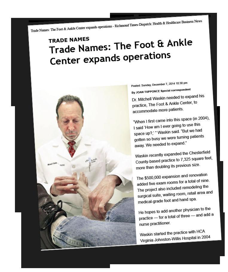 Richmond Times-Dispatch Article on The Foot & Ankle Center